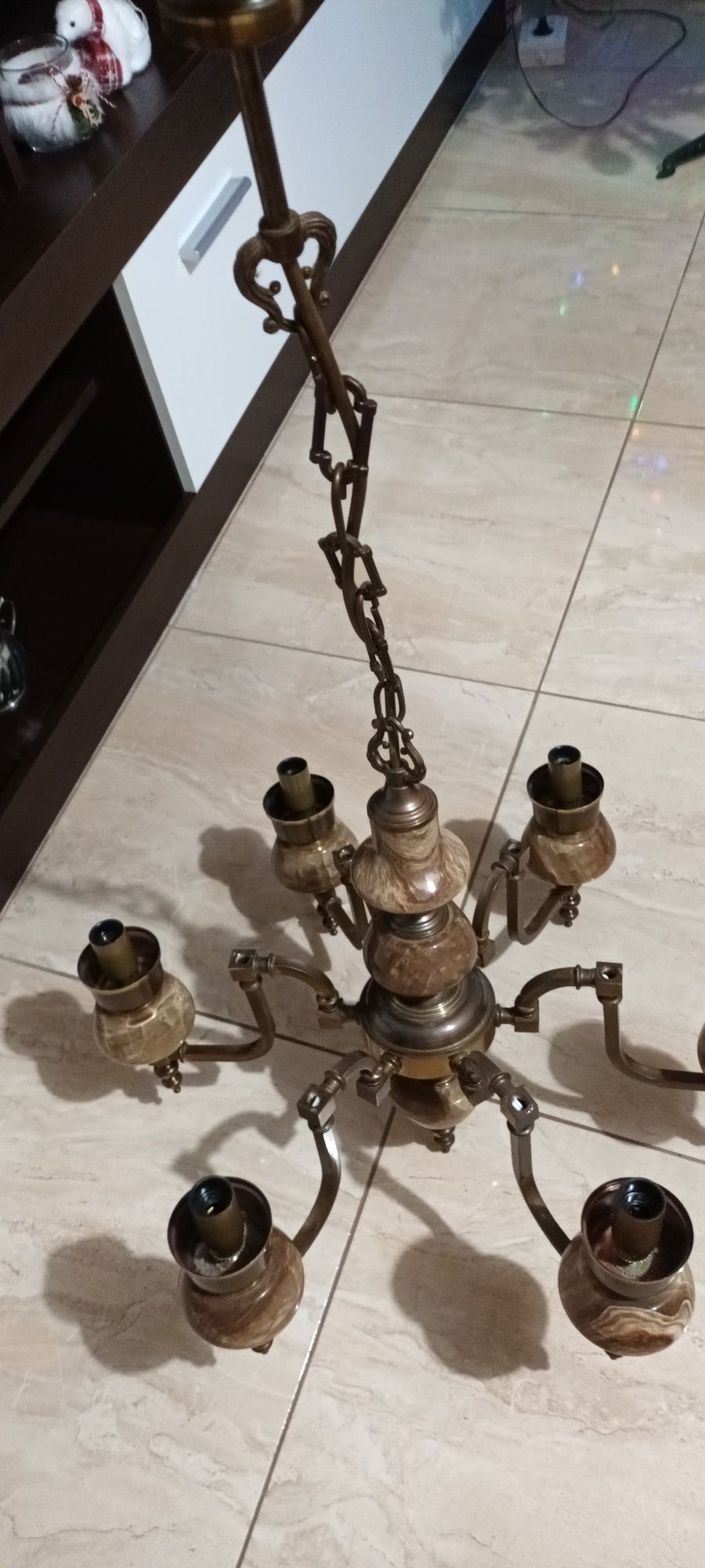 Vand candelabru alama și piatra onix 6 brate