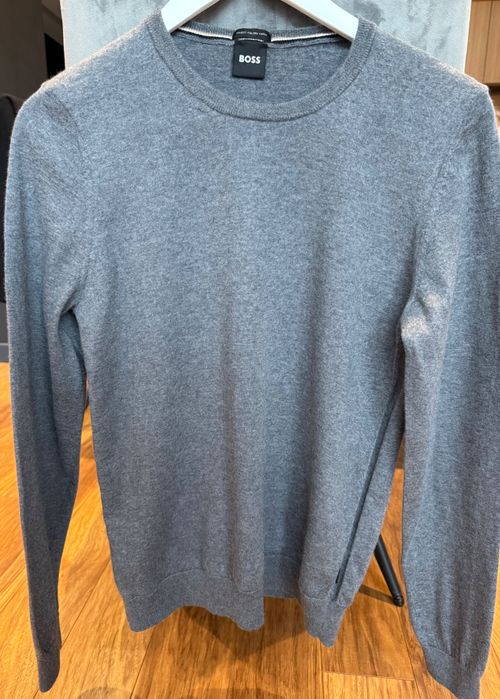 Мъжки Пуловер Boss естествена вълна в сив цвят оригинален