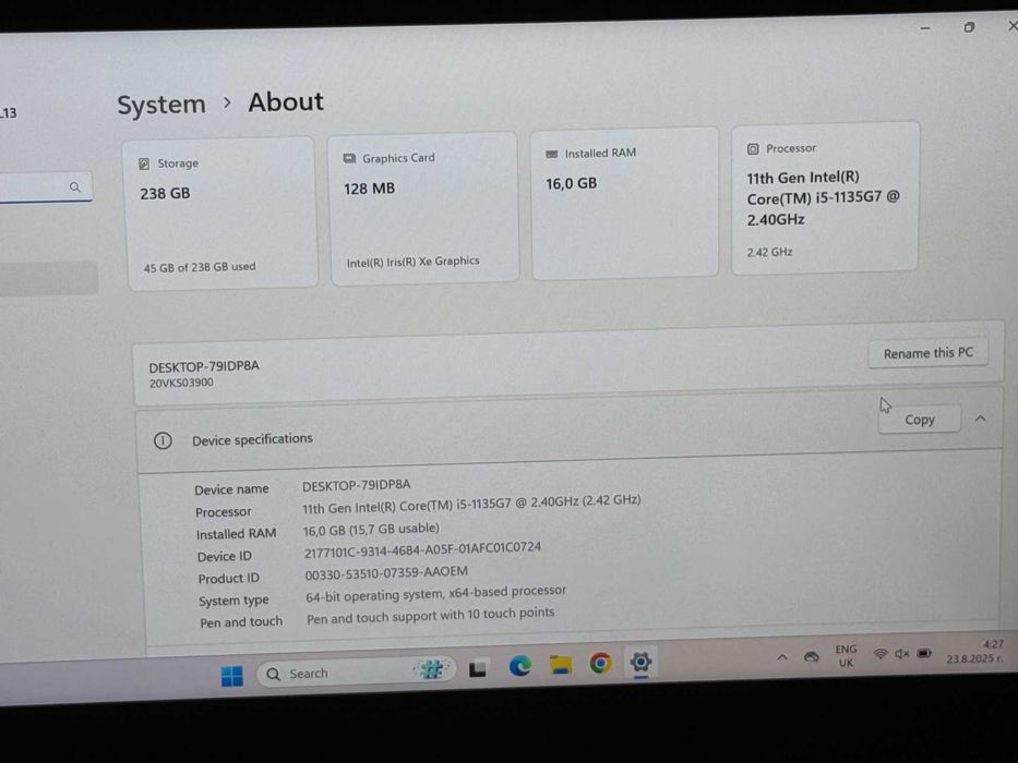 Lenovo thinkpad L13 Yoga gen2 I5 11gen/8RAM/256GB/Full HD