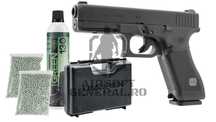 Set/Pachet Pistol Airsoft Glock 17 Gen5 Blowback GreenGas