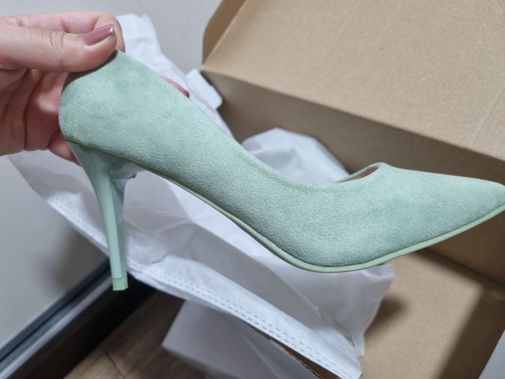 Pantofi stiletto,verde menta,37