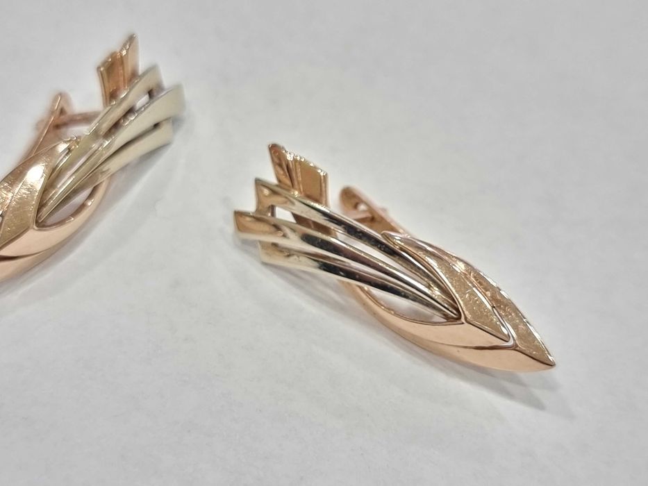 Дамски златни обеци - двуцвено злато