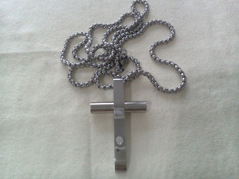 Cruce cu lanț - inox satinat placat rodiu
