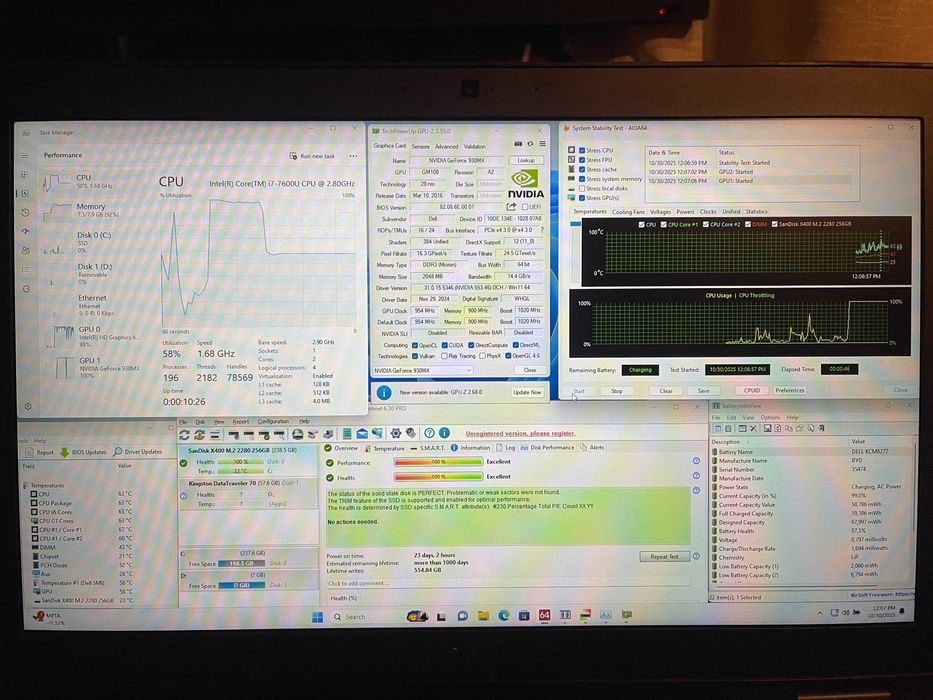 Laptop. Dell Latitude 5580 i7-7600U Nvidia 930MX 2GB 8GB RAM 256GB SSD
