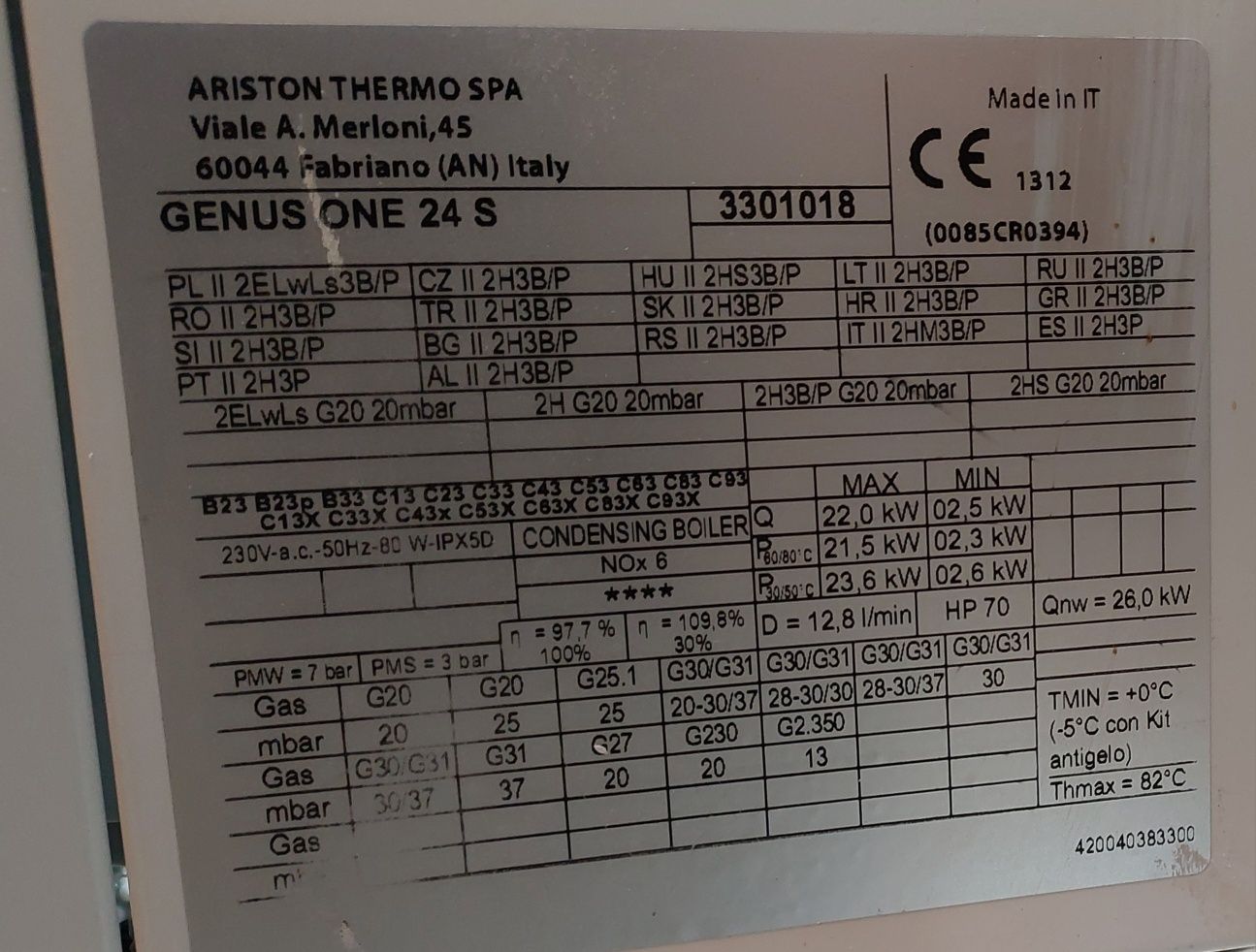 Газов котел Ariston Genius One 24S