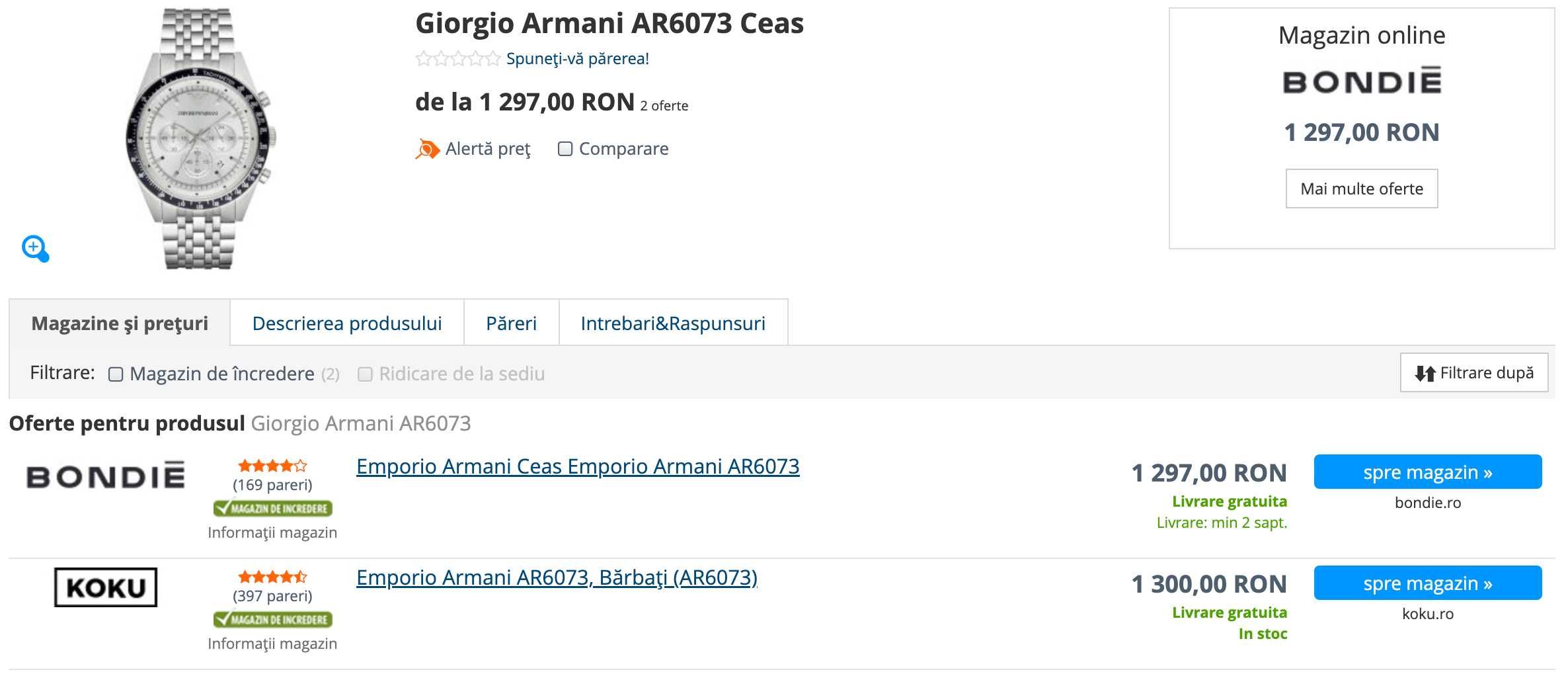 Ceas Emporio Armani AR6073 NOU