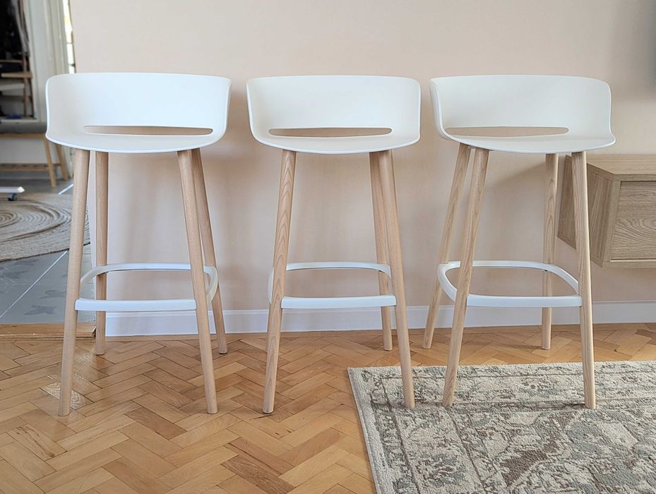 Set de 3 scaune de bar Babila Wood Barstool