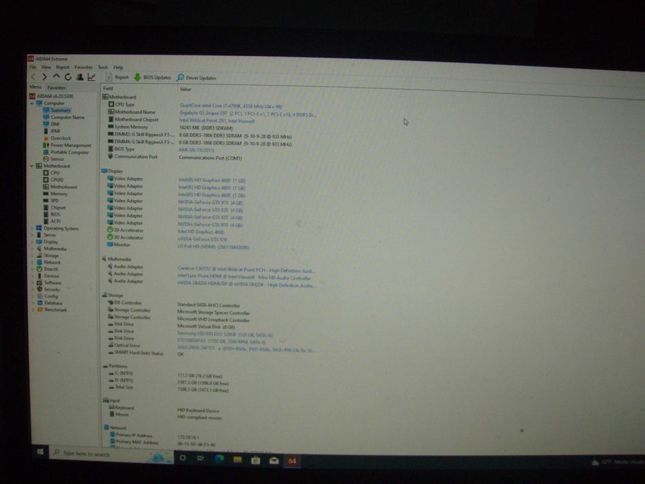 Gaming i7-4790K Gigabyt G1.Sniper Z97 RAM 16Gb GTX970 4Gb SSD + HDD