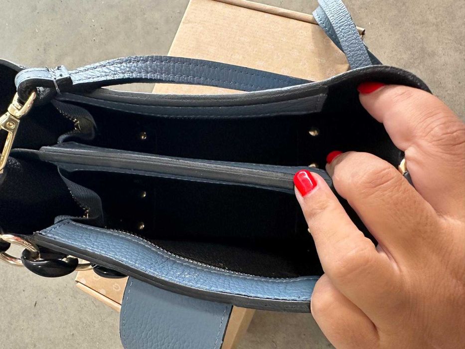 Geanta de piele naturala bleu Italia