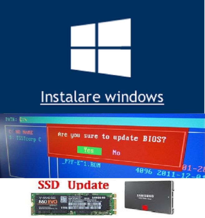 Instalare Windows Iasi, reparatii, update bios, SSD, Video,garantie