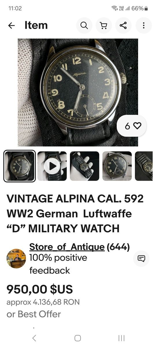 Ceas foarte RAR Alpina Militar cal. 592, colectie