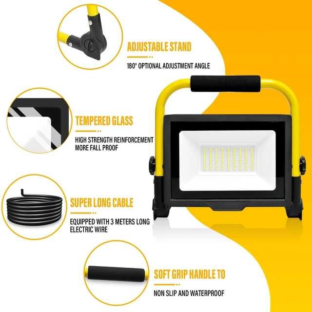 Reflector LED PICAA 50W IP66 alb rece 5000LM portabil