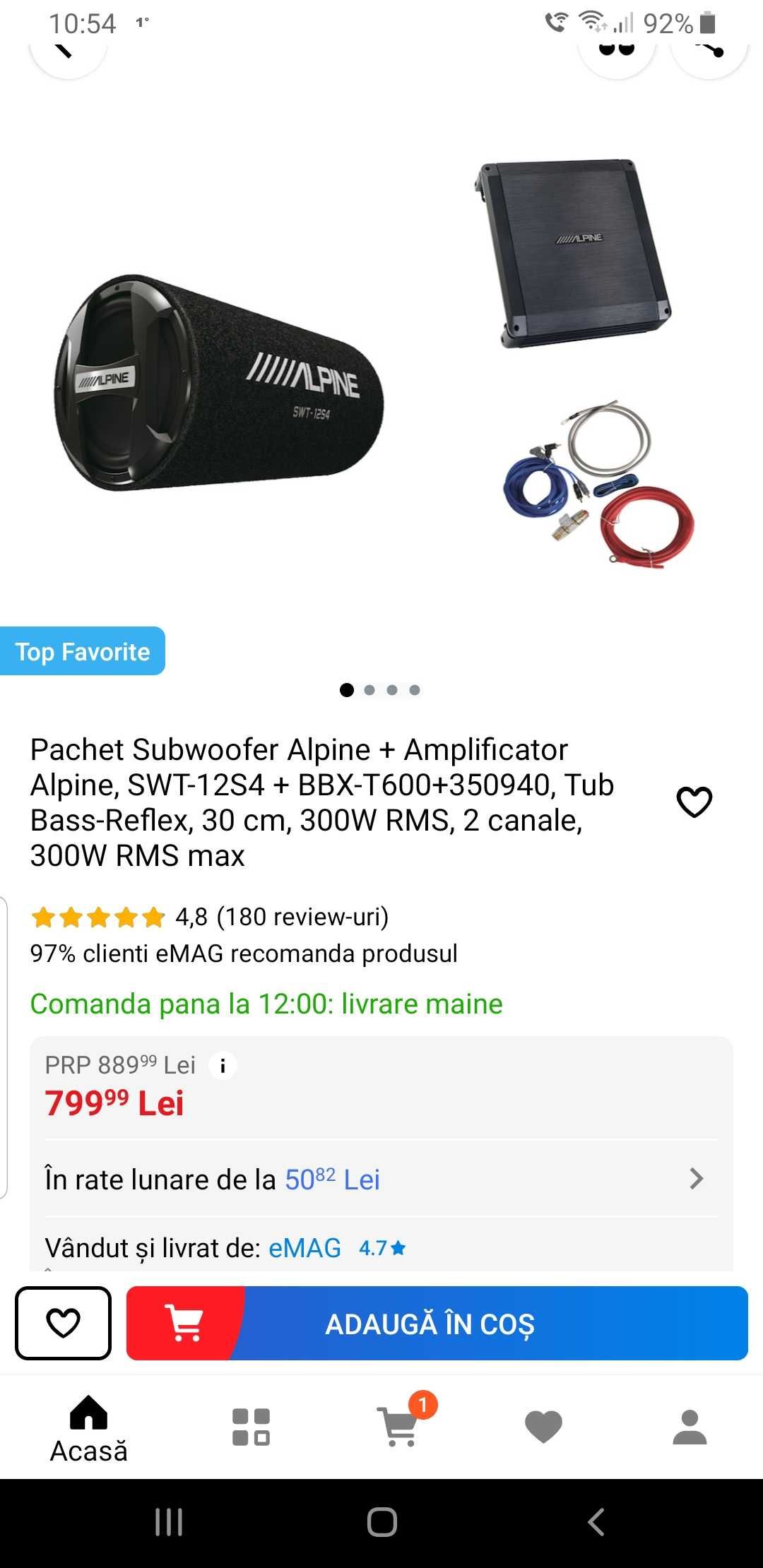 Subwofer Alpine cu statie Alpine noi în cutie