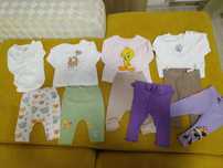 Set hainute bebe, 1-3 luni, fetita si un set de ilustratii alb-negru