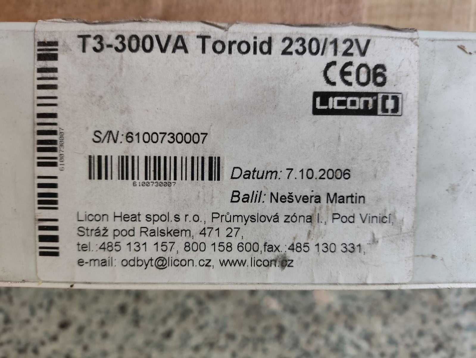 Тороидален трансформатор 230/12V 300 VA