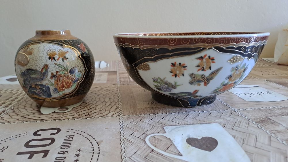 Ръчно рисувани купа и ваза "SATSUMA"