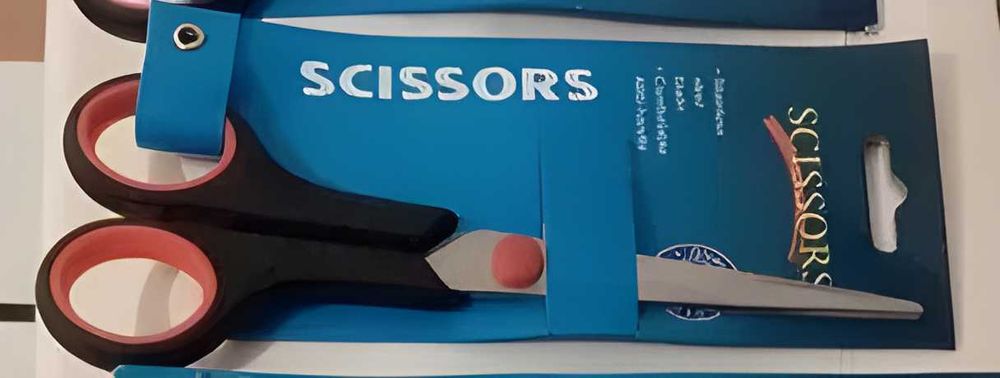 Канцелярские ножницы с прорезиненными ручками, длина 17см, на блистере