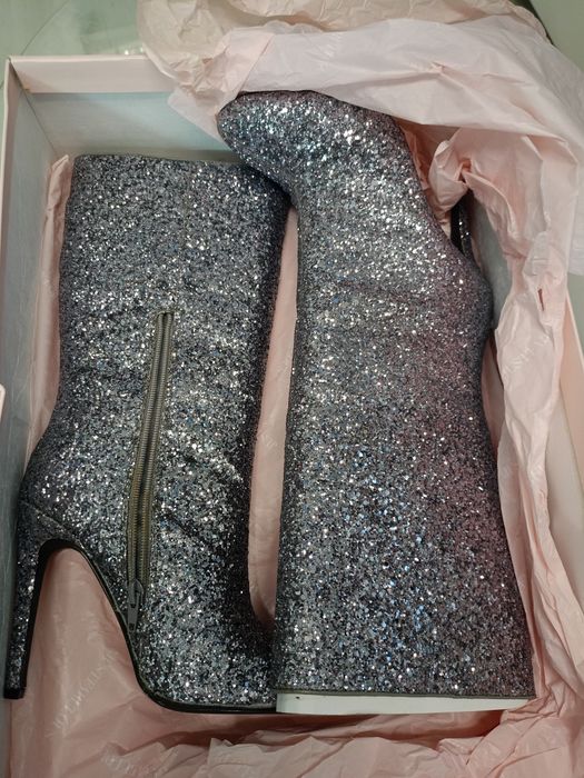 Дамски ботуши бляскави нови