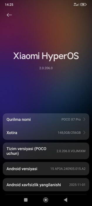 Poco x7 pro 5g 8/256 hammayogʻi toza!