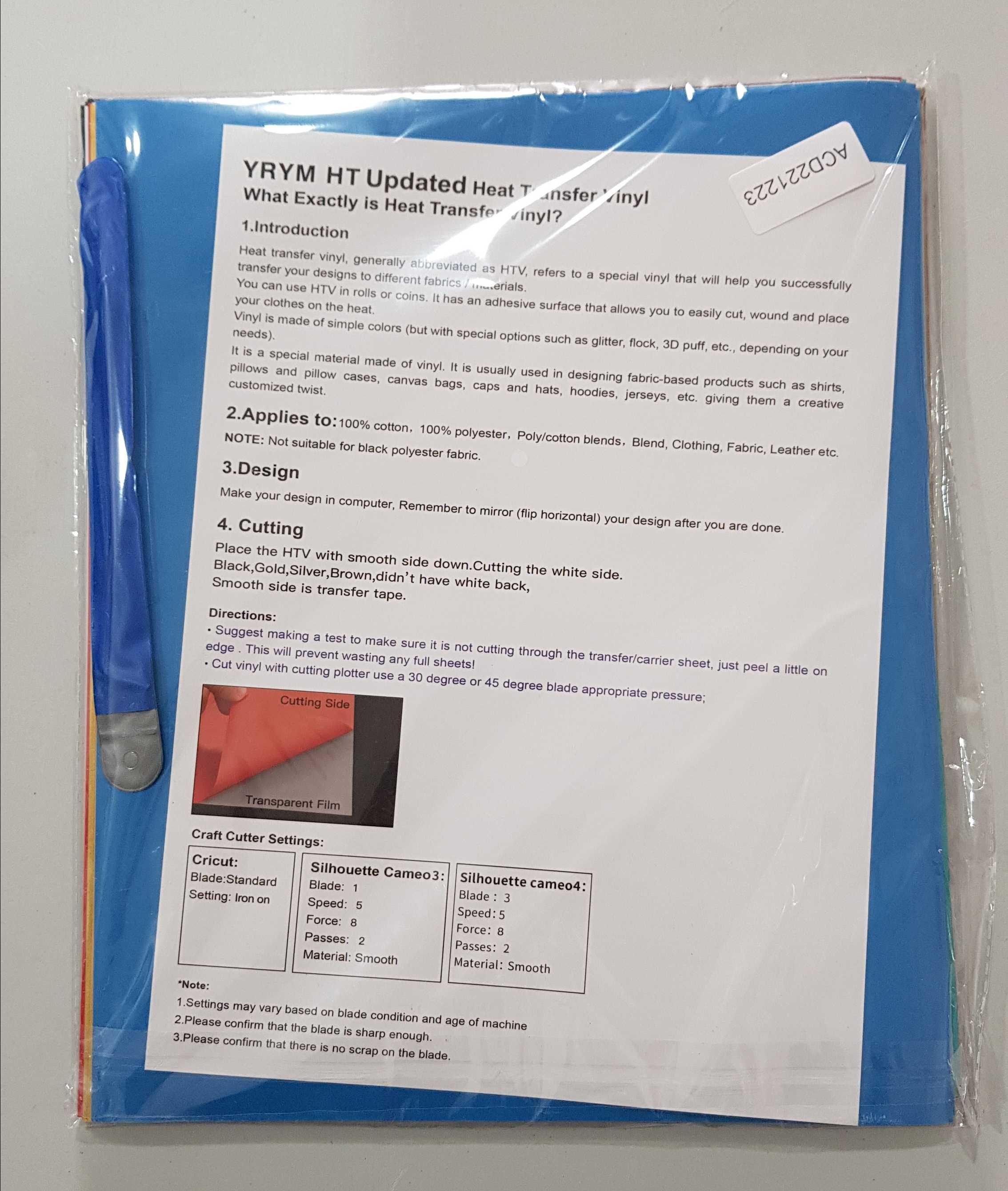 Film textil YRYM HT Plotter 30,5 cm x 25,4 cm  – 42 buc