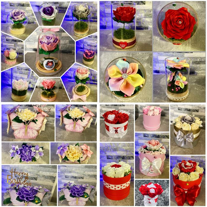 Aranjamente florale / Buchete din trandafiri de sapun sau satin