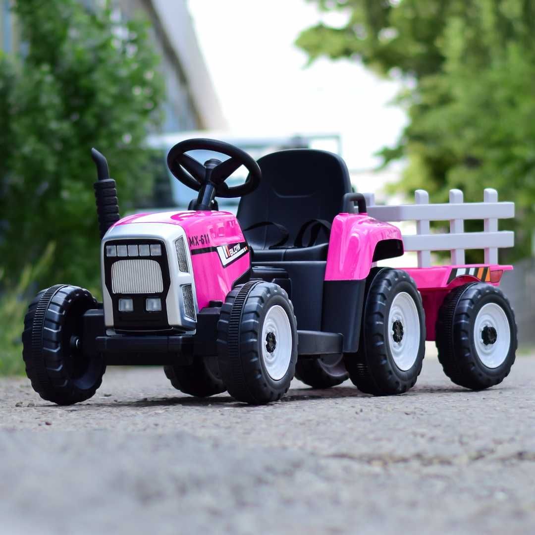 Tractoras electric Kinderauto BJ611 60W 12V cu remorca si telecomanda