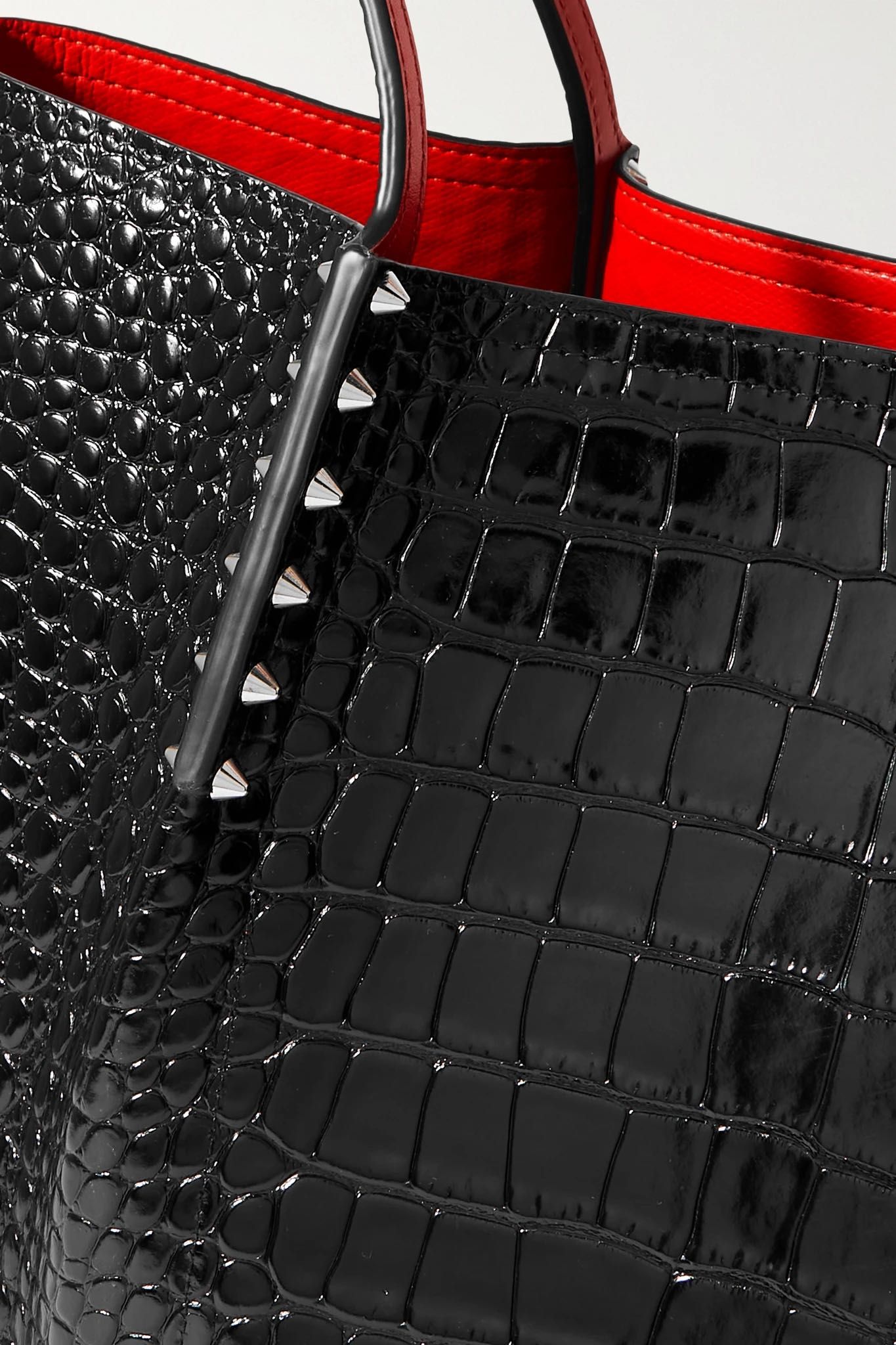 CHRISTIAN LOUBOUTIN
Cabarock spiked croc-effect glossed-leather tote