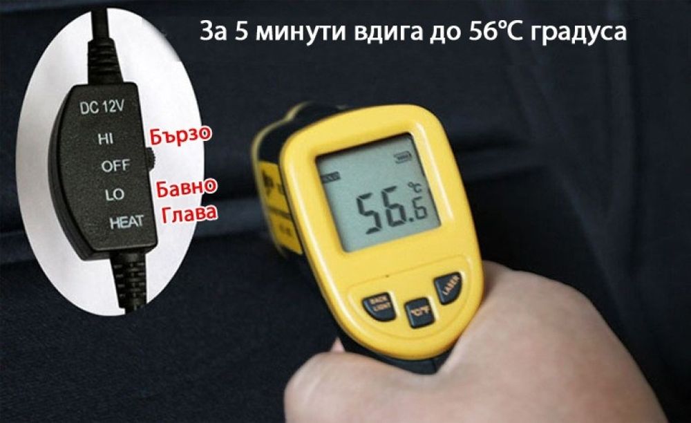 Подгряваща седалка за кола 12v подложка от 30 до 60 градуса