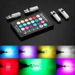 Becuri LED w5w T10 RGB cu telecomanda si functie stroboscop