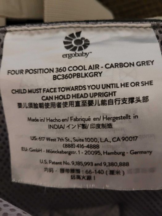 Ergobaby 360 Cool Air Mesh ергономична раница Carbon/Grey