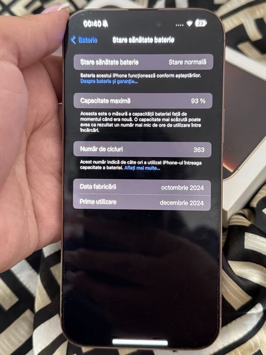 Iphone 16 Pro Max Desert Titanium baterie 93%