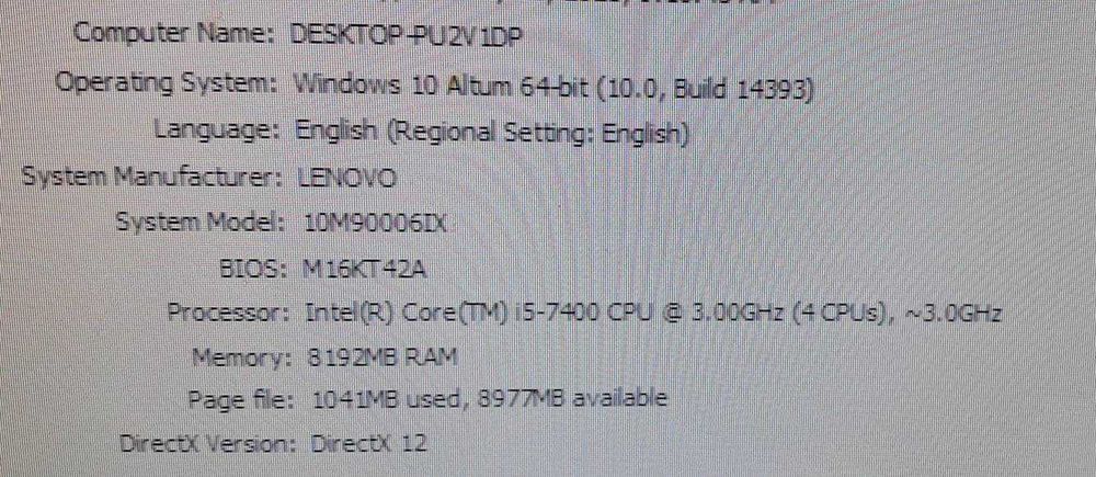 PC i5 7400 - 3.0 GHz / HDD 1 TB / 8 GB Ram