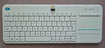 Tastatura Wireless Logitech K400 Plus, Touchpad, USB, Alba