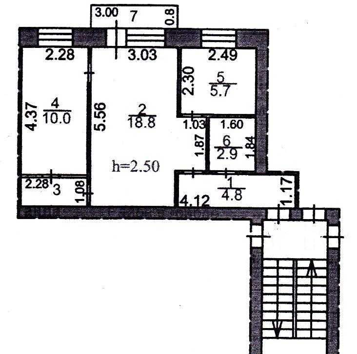 2-комнатная квартира, Караганда, Казыбек би, 2 этаж