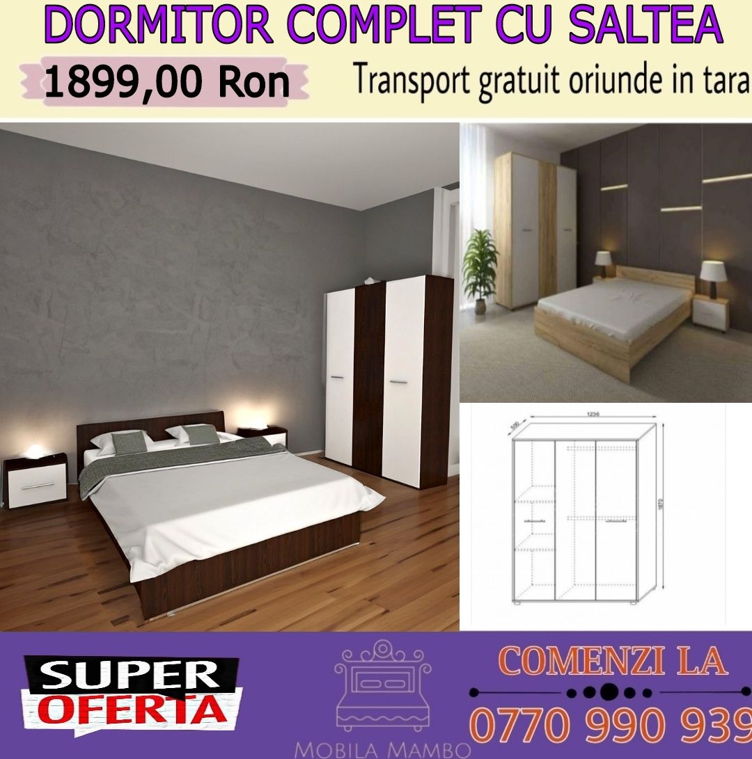 Dormitor Complet cu saltea inclusa luxortopedica 160x200cm