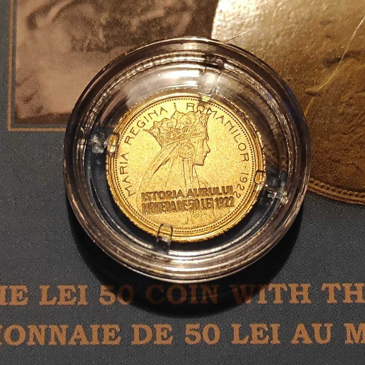 Moneda BNR 10 lei 2019, 50 lei cu milesimul 1922 aur 999 1,224grame