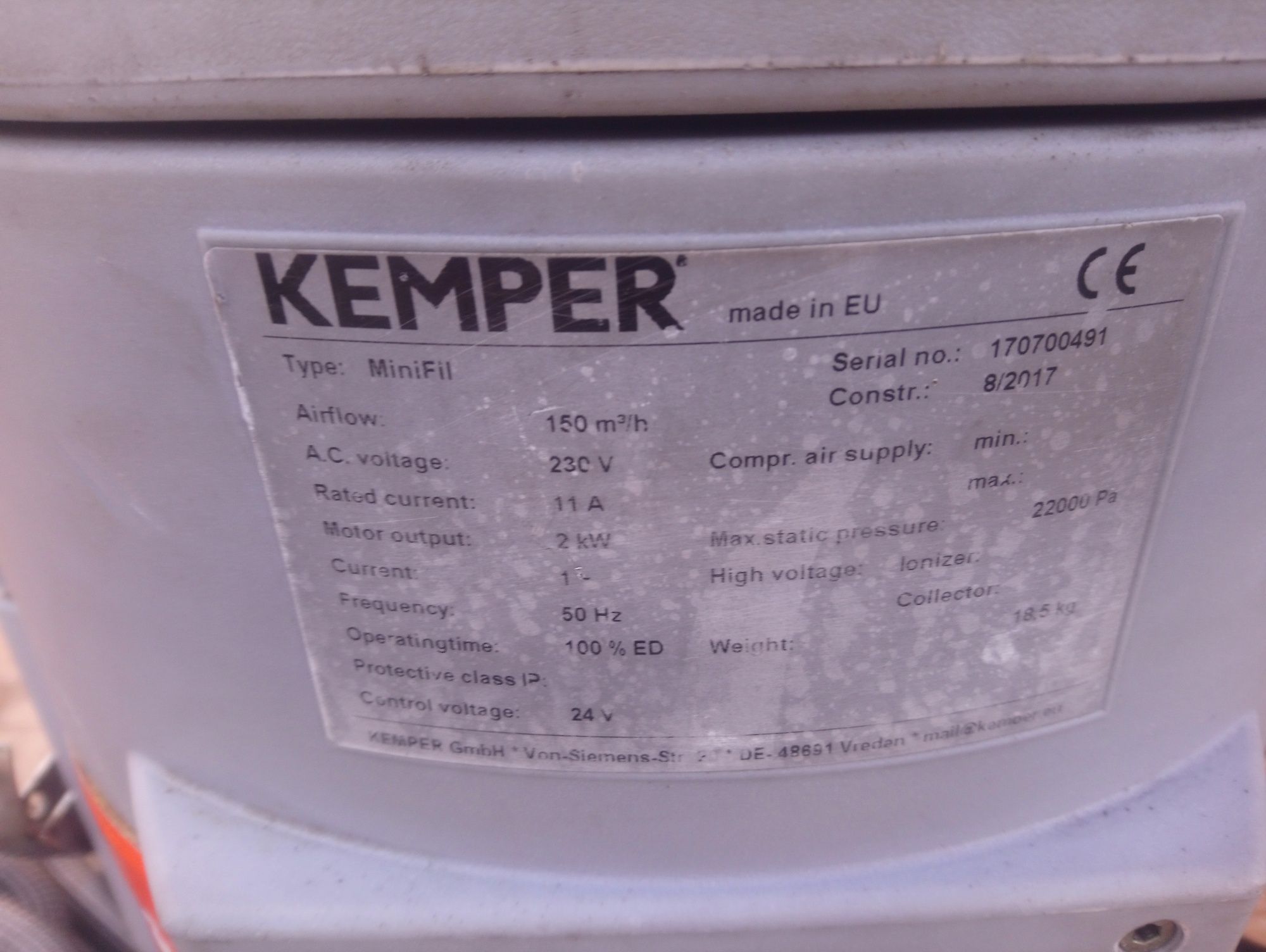 KEMPER Mini Fill Високовакумен Аспиратор за заварочен Дим