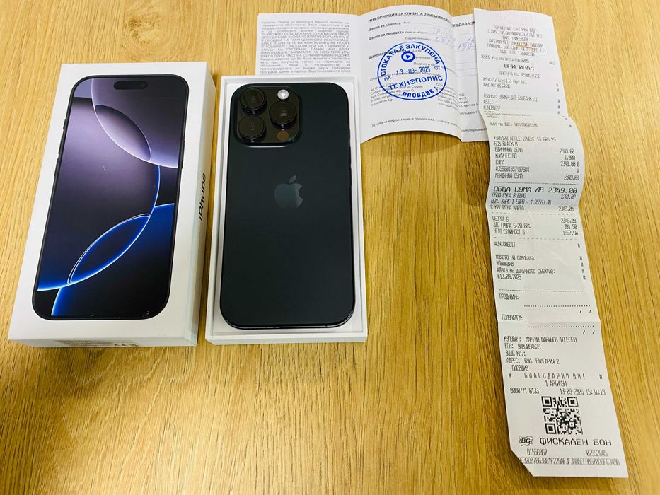 НОВ !!! Apple iPhone 16 Pro, 256GB, 5G, Black Titanium, 100%