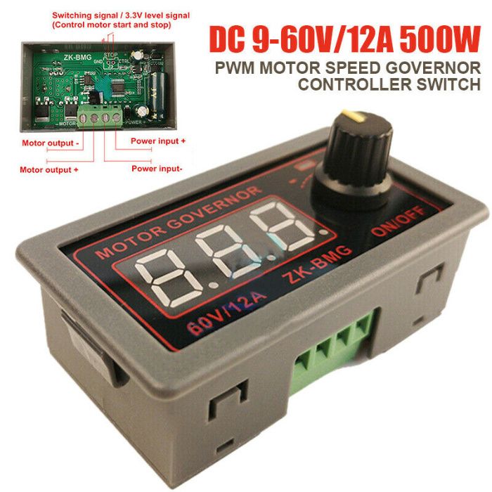 Variator regulator de turatie PWM DC 9-60V 12A putere 500W. Nou!