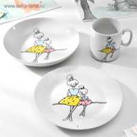 Набор детской посуды Балерина , фарфор, 3 предмета