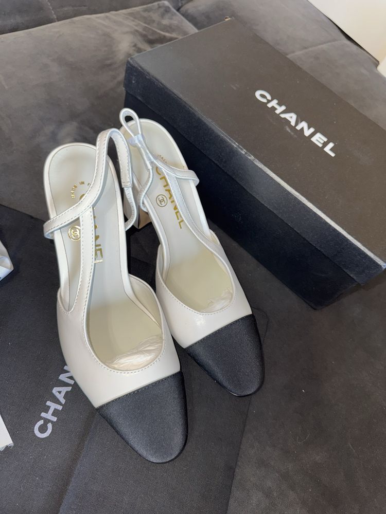 Pantofi Chanel Slingback- piele naturala/marime 39/full box