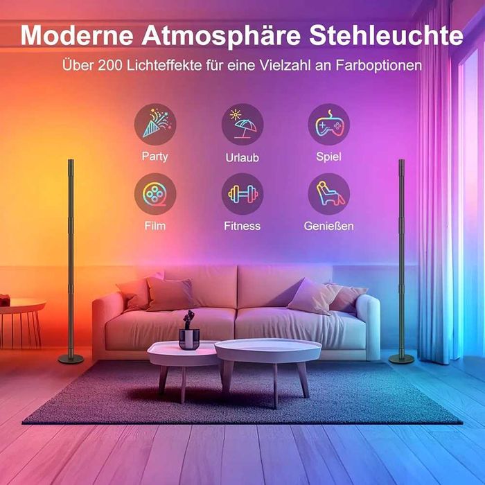 HANDSONIC RGBIC LED Floor Lamp, 128 cm, Removable, 360° Rotatable