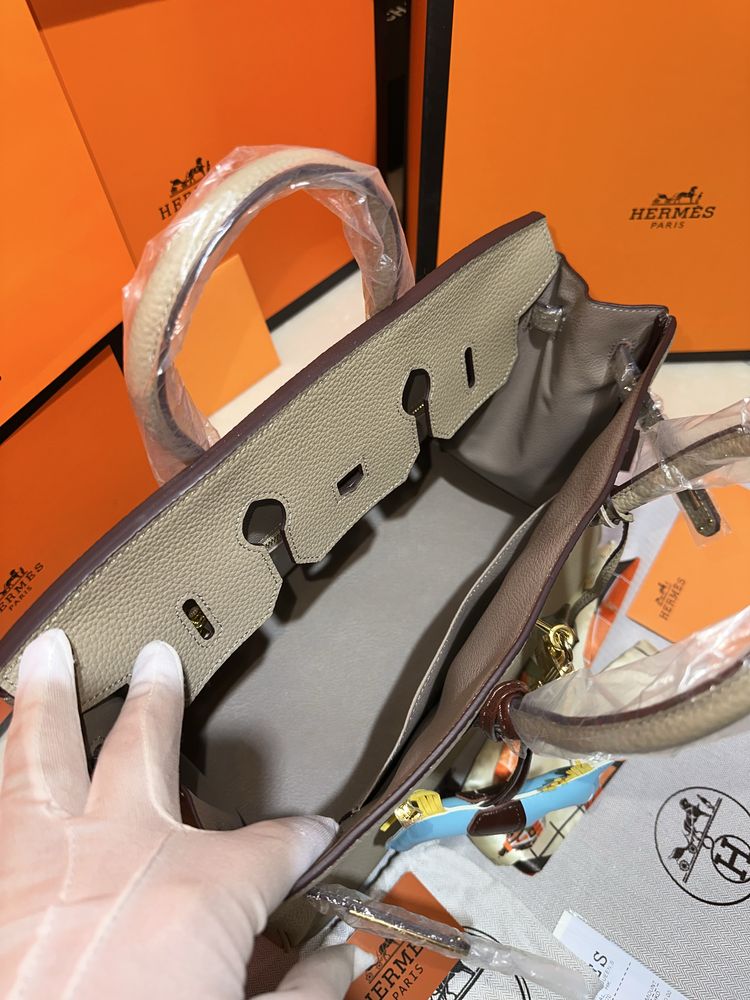 Geanta Hermes Birkin 35cm Gri/Piele naturala 100%/Punga/Cutie Hermes