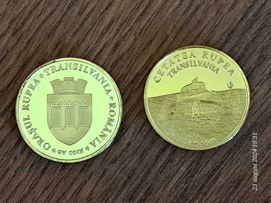 2 buc. Monezi suflate in aur pentru colectionari