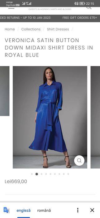 Rochie camasa model Veronica Albastru Regal