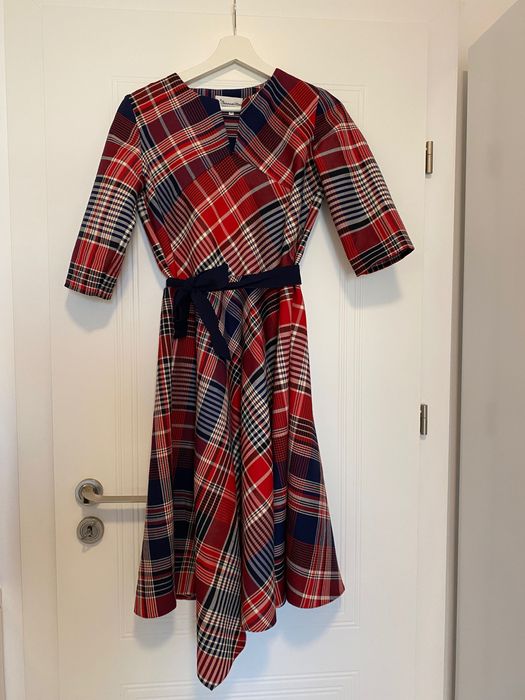 Rochie roșie în carouri, mărimea M, Couture de Marie