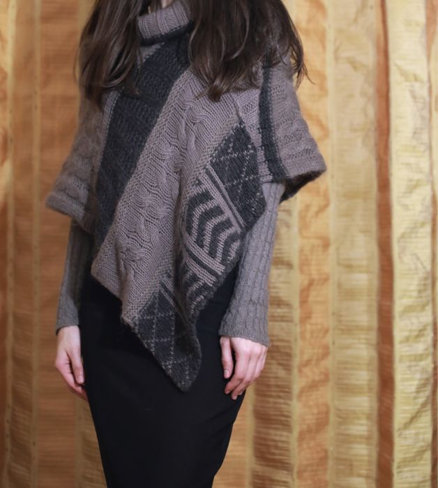 Poncho cardigan pulover lana