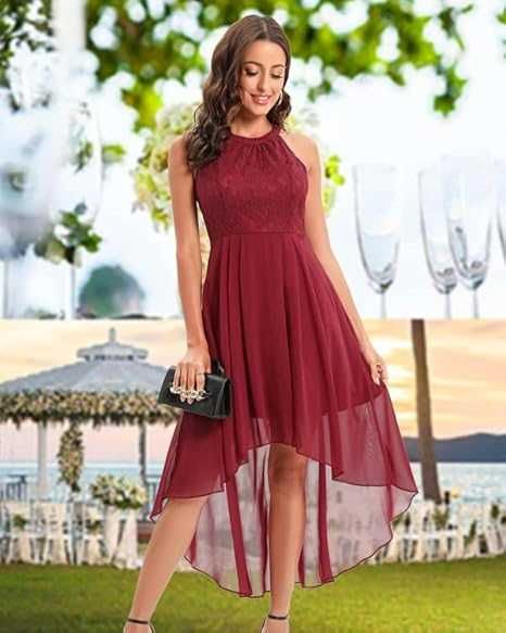 Rochie de seara eleganta, Burgund-Rosu, dantela, REDUSA de la 280RON