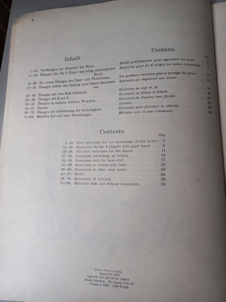 Школа по пиано Czerny Opus 599 Edition Peters