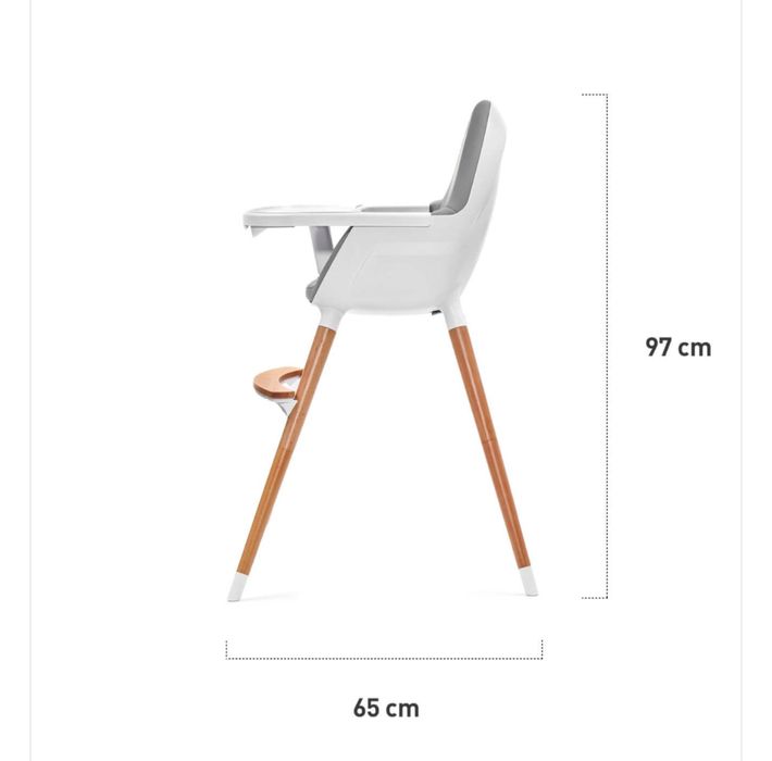 Детско Столче За Хранене 2 В 1 KinderKraft FINI, Сиво